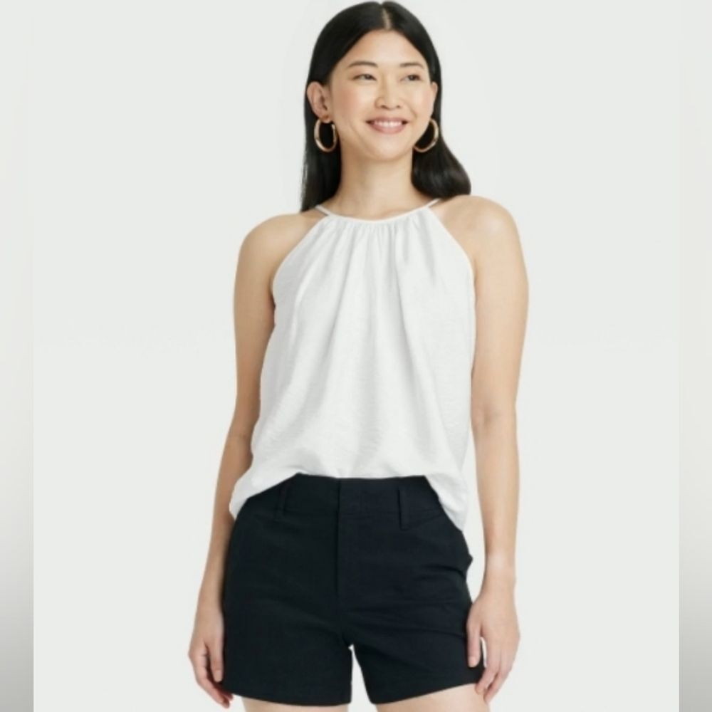 A New Day Women's NWT White Halter Tank Top Size XS Oversized